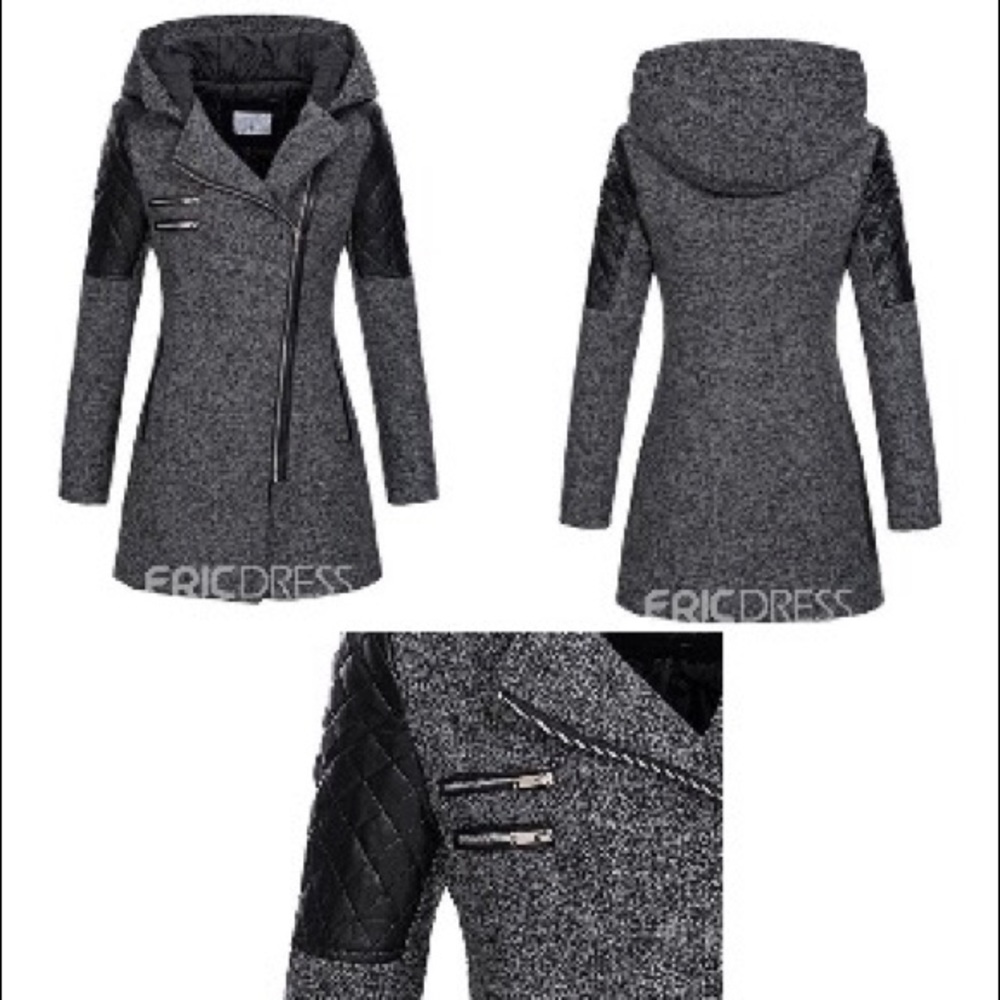 Zipper Slim Mid-Length Hooded Jacket